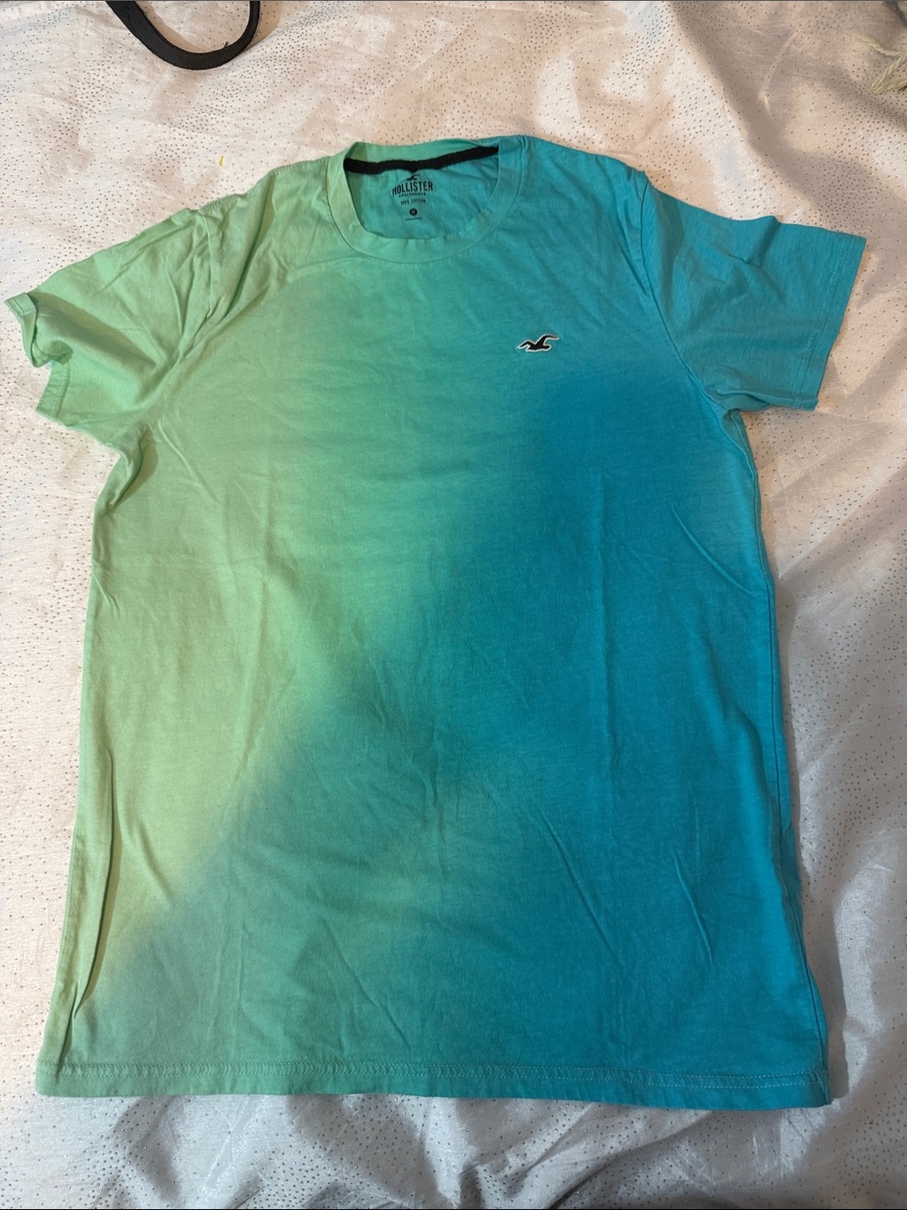 Hollister Men’s Aqua-Green Gradient Crew Neck T-Shirt size M